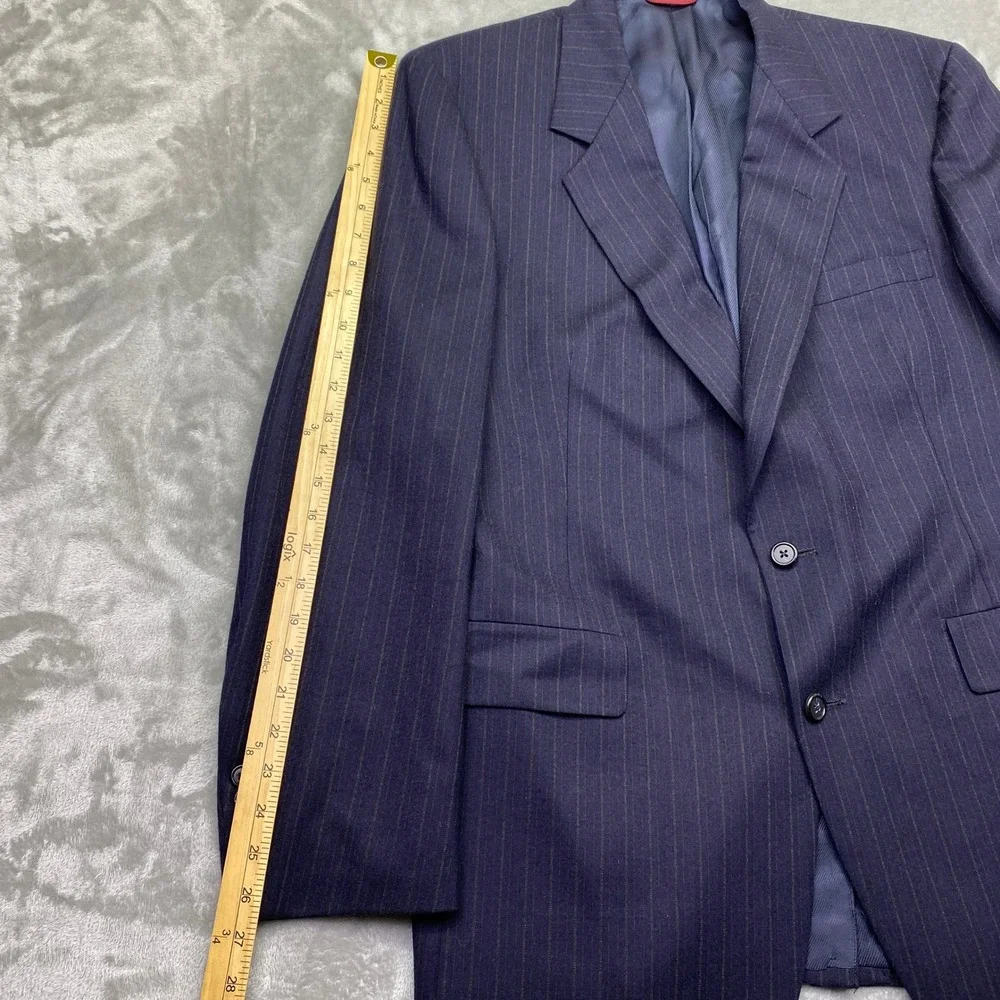 Hart Schaffner Marx‎ Silver Trumpeter Pinstripe Wool Suit Mens Two Piece 45R 36